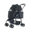 hxoity 4-Wheel Folding Pet Stroller with Storage Basket, Removable Carrier, Black, 10 kg Capacity view 1