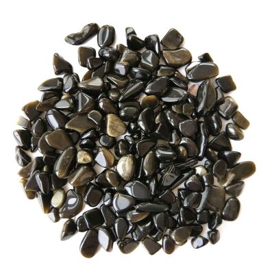 ICXLPMC House Collection 50 g/Pack Natural Gold Obsidian Chips, Rock Gravel Stones, Aquarium and Home Decor