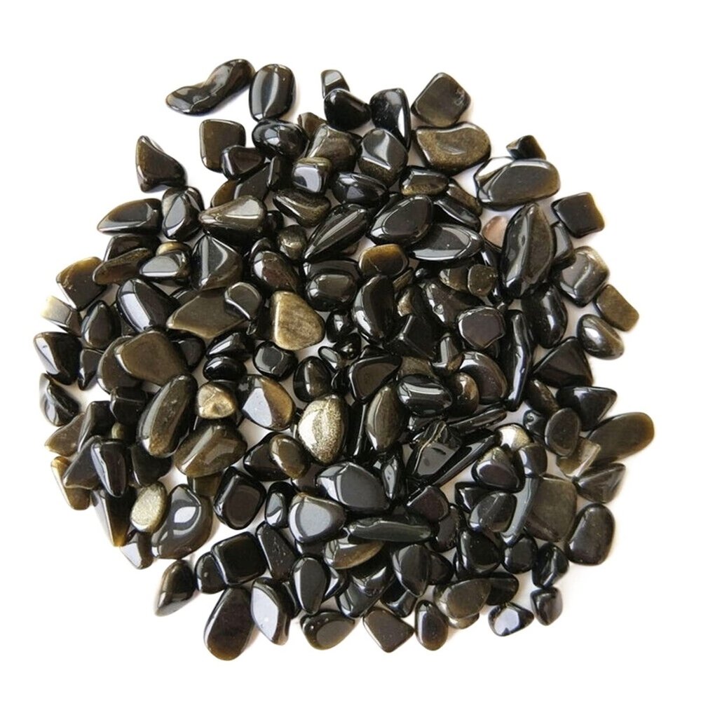 ICXLPMC House Collection 50 g/Pack Natural Gold Obsidian Chips, Rock Gravel Stones, Aquarium and Home Decor