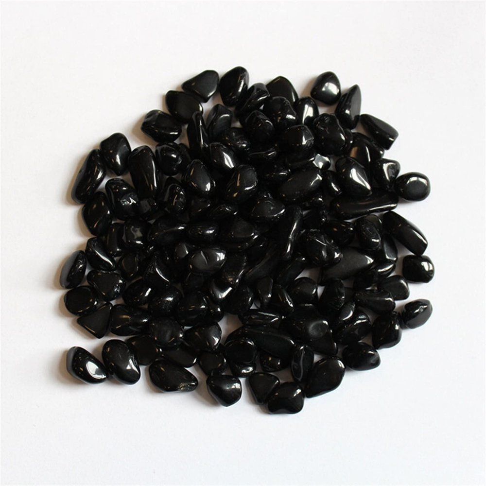 RUAJOGYNVM HETOCO Natural Black Obsidian Quartz Crystal Polished Chip Stone, 100h, 57 mm