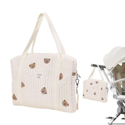 Embroidered Baby Diaper Bag, Cotton Travel Tote