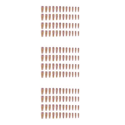 FRCOLOR 144-Piece Long Self-Adhesive Artificial Nail Tips with Unique Designs