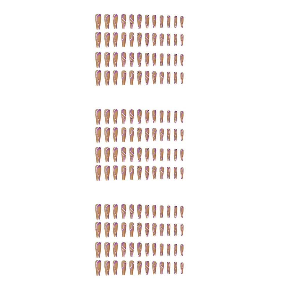 FRCOLOR 144-Piece Long Self-Adhesive Artificial Nail Tips with Unique Designs