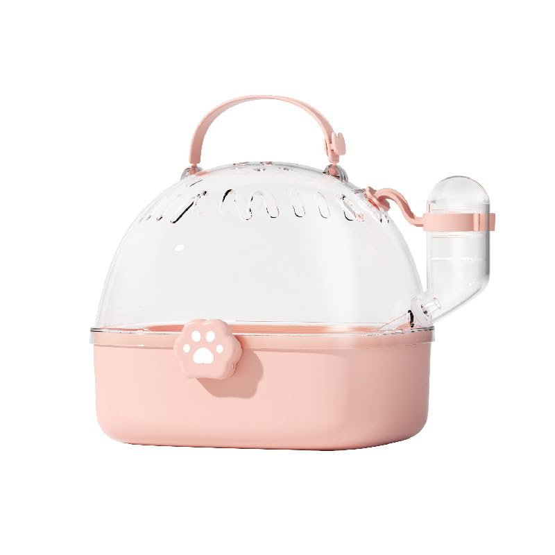 Norhogo Portable Hamster Travel Carrier with Water Bottle, Pink