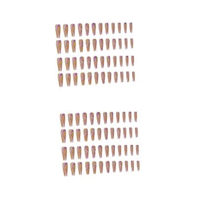 FRCOLOR 96-Piece Artificial Nails with Line Pattern