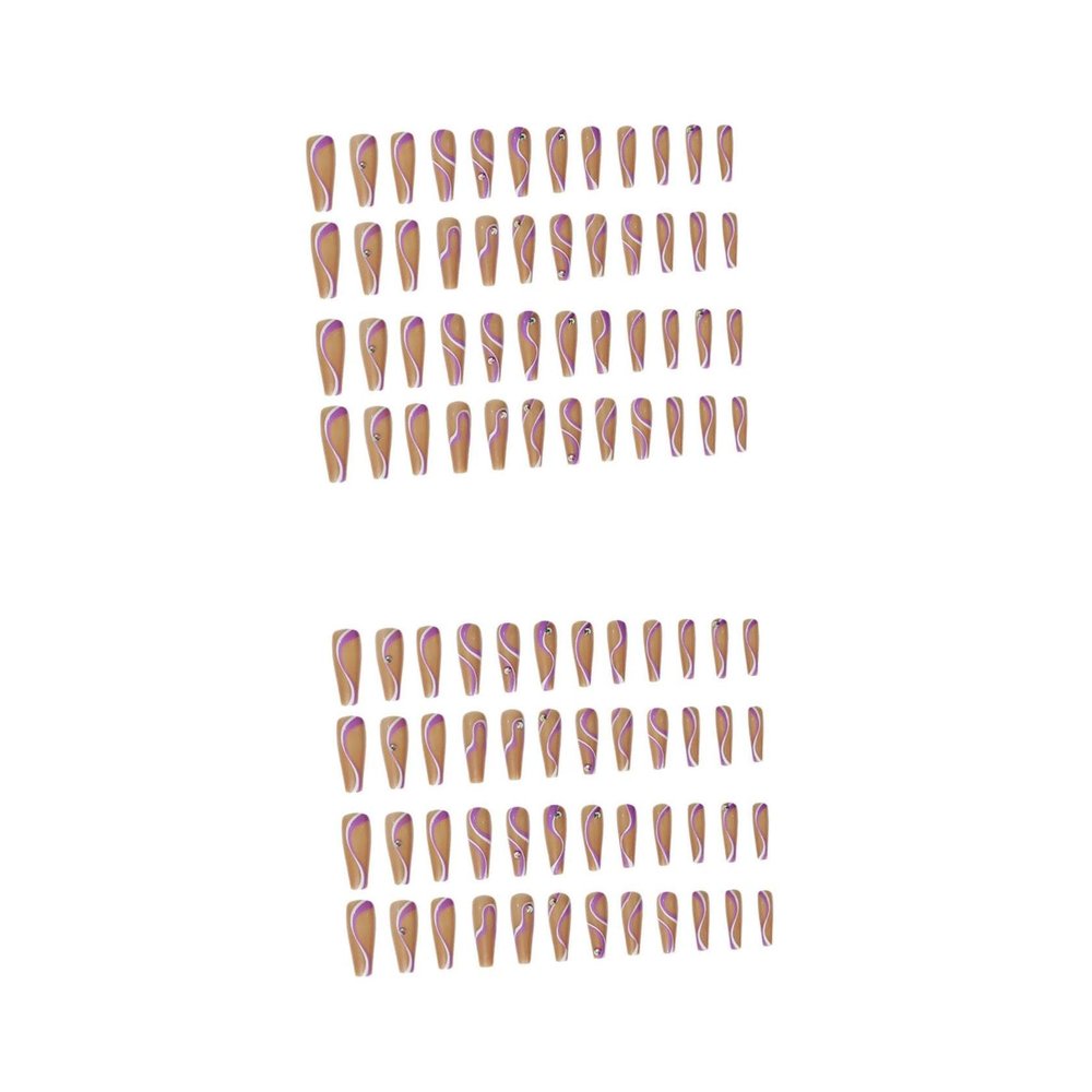 FRCOLOR 96-Piece Artificial Nails with Line Pattern