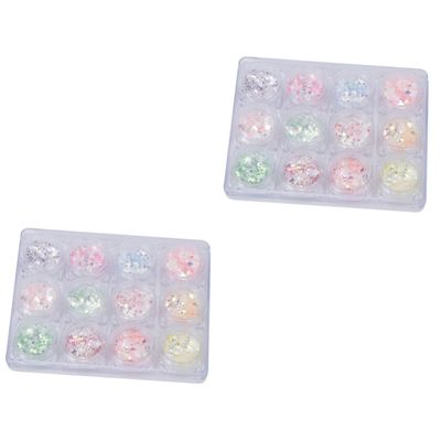 FRCOLOR 2-Piece Bottle Nail Stickers with Stars and Moons, Glitter Sequin Stickers for Creative Nail Art