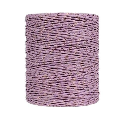 Luxury Crochet Paper Yarn for DIY Summer Straw Hats and Handbags (Purple Gold)