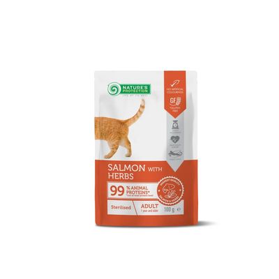 Natures P Cat STERILISED with Salmon and Herbs, 100 g