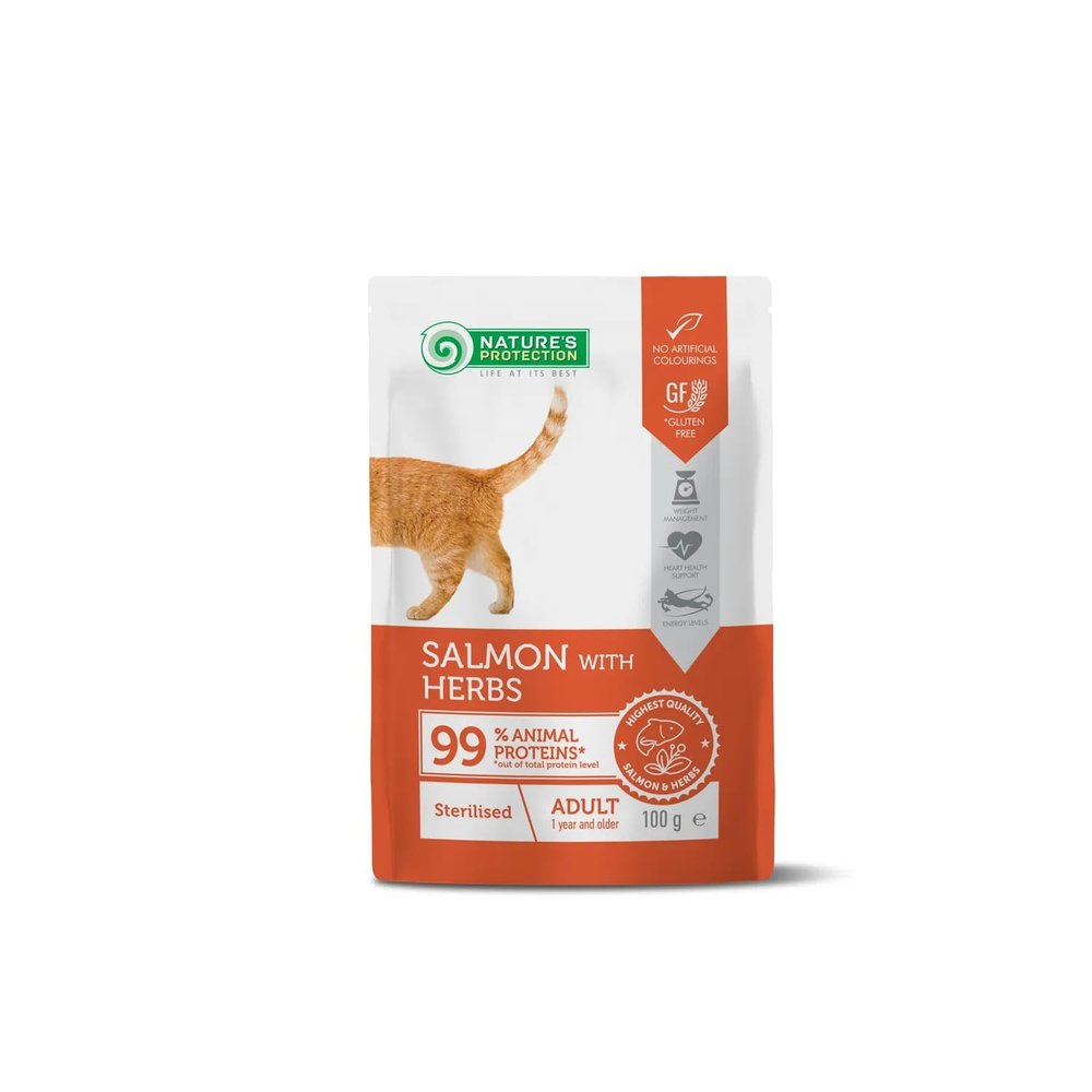 Natures P Cat STERILISED with Salmon and Herbs, 100 g