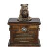 Art-Dog Custom Dog Sitting Statue Memorial Urn – Handcrafted Cold-Cast Bronze on Birch Base – Dog Ashes Urn – 8.3 x 11.4 x 8.7 in, 5 L – Staffordshire Bull Terrier I view 1