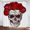 MEVASA Skull Rose Blackout Curtains, 150 x 166 cm view 1