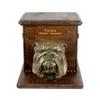 Art-Dog Big Urn for Horse Ashes – Handmade Wooden Memorial with Cold-Cast Bronze Statue – Horse Memorial Urn with Sculpture – 9.4 x 7.3 x 8.9 – English Bulldog view 1
