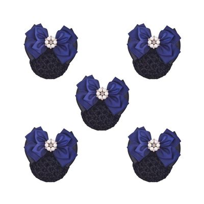 Women's Hair Bun Covers with Bow, Blue, 5 Pack