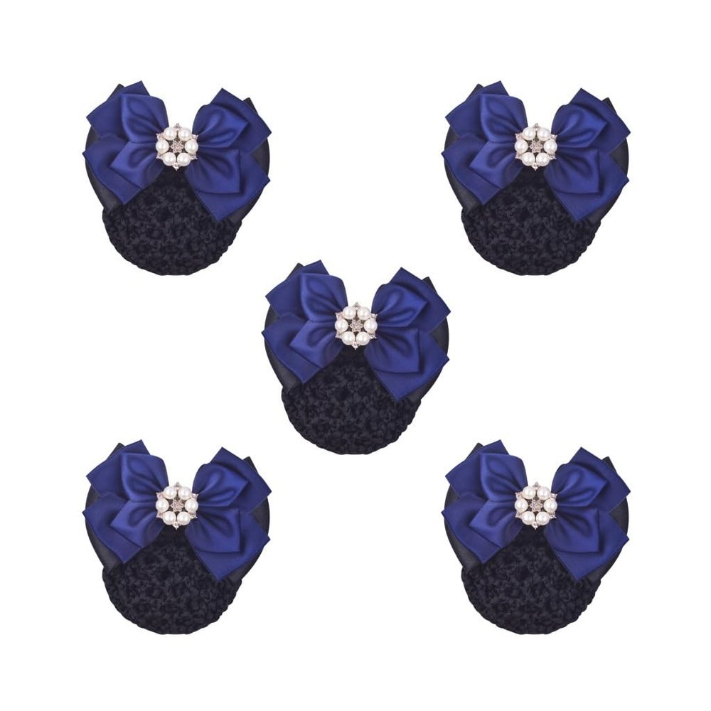 Women's Hair Bun Covers with Bow, Blue, 5 Pack