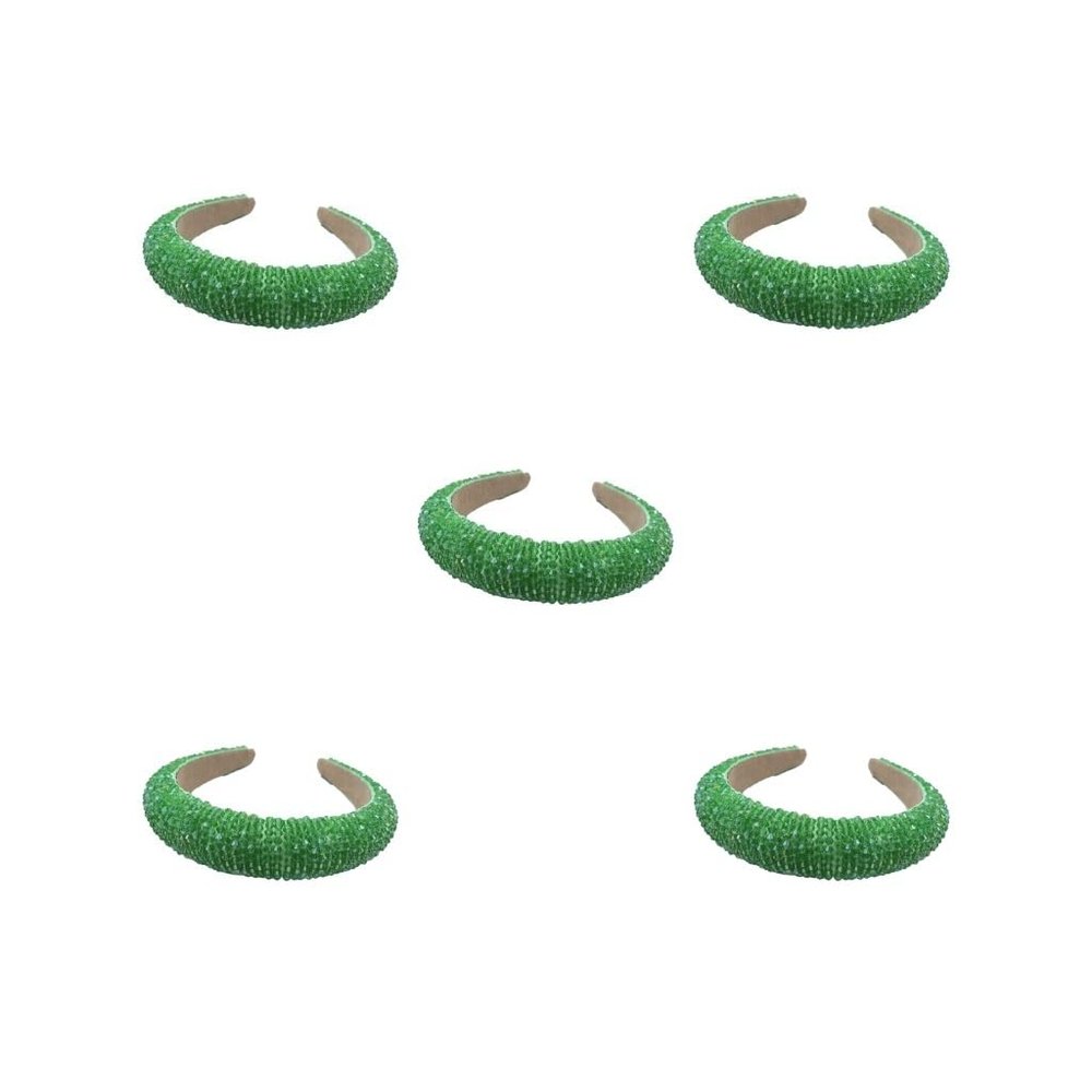 5-Pack Pearl Headbands, Flexible Thick Baroque Style, Grass Green