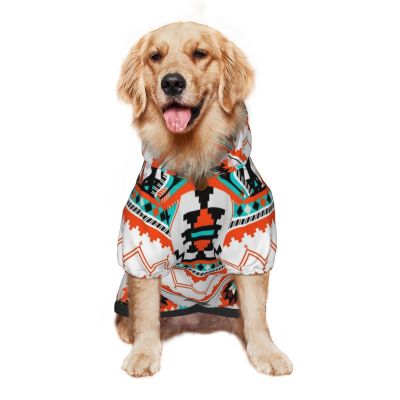 Large Dog Hoodie, Colorful Aztec Pattern, Medium