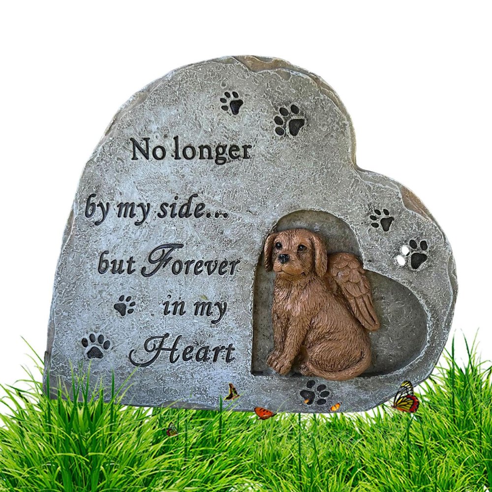 Resin Puppy Memorial Stone, Pet Grave Marker for Garden