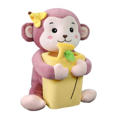 Erice 2-in-1 Car Trash Can and Plush Monkey Tissue Holder