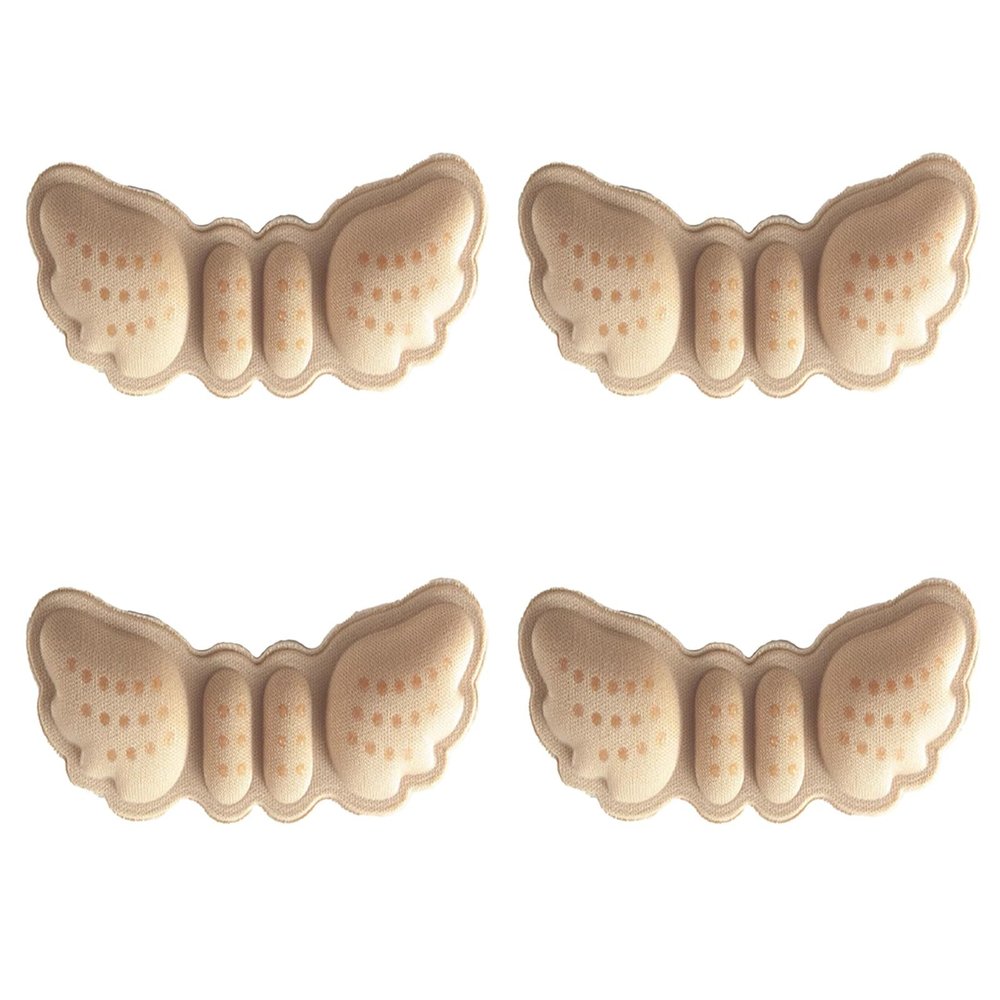 Heel Grips for Loose Shoes, Beige, 4-Pack, 3 mm Thick