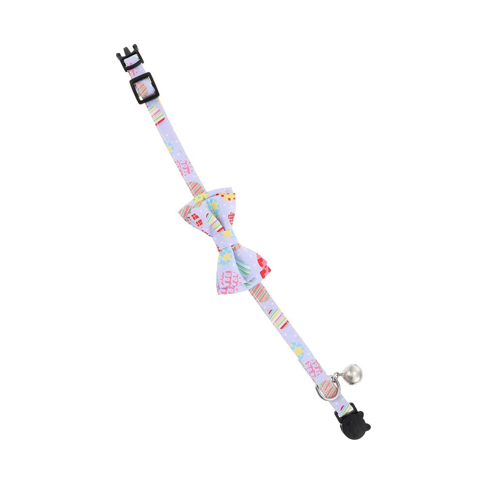 Happyyami Decorative Polyester Cat Collar with Wear-Resistant Purple Bow