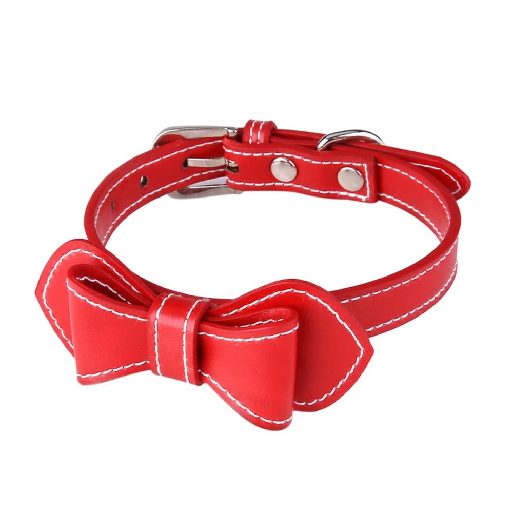 PU Dog Collar with Bow for Dogs and Cats