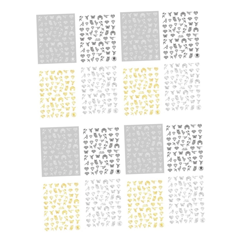 Healvian 16-Piece 3D Flower Nail Stickers, Self-Adhesive Nail Art Decals