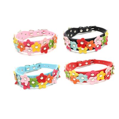 Kisangel PU Pet Collar with Floral Design