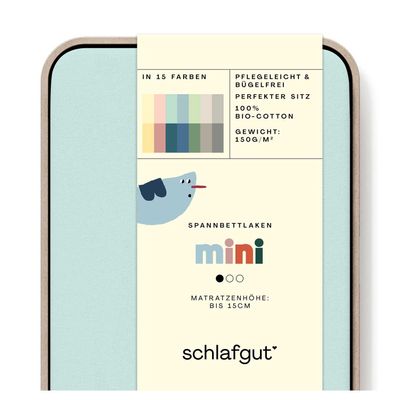 schlafgut Casual Mini Fitted Sheet 70 x 140 cm Organic Cotton, Petrol Light