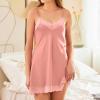 LOSSLO Women's Sleepshirt Negligee – Sexy Short V-Neck Lace Nightgown, Maternity and Nursing Nightdress view 2