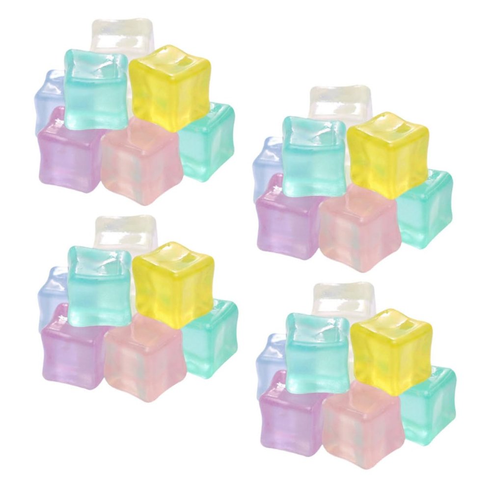 SAFIGLE 40-Piece Luminous Artificial Resin Ice Cubes, Cubic