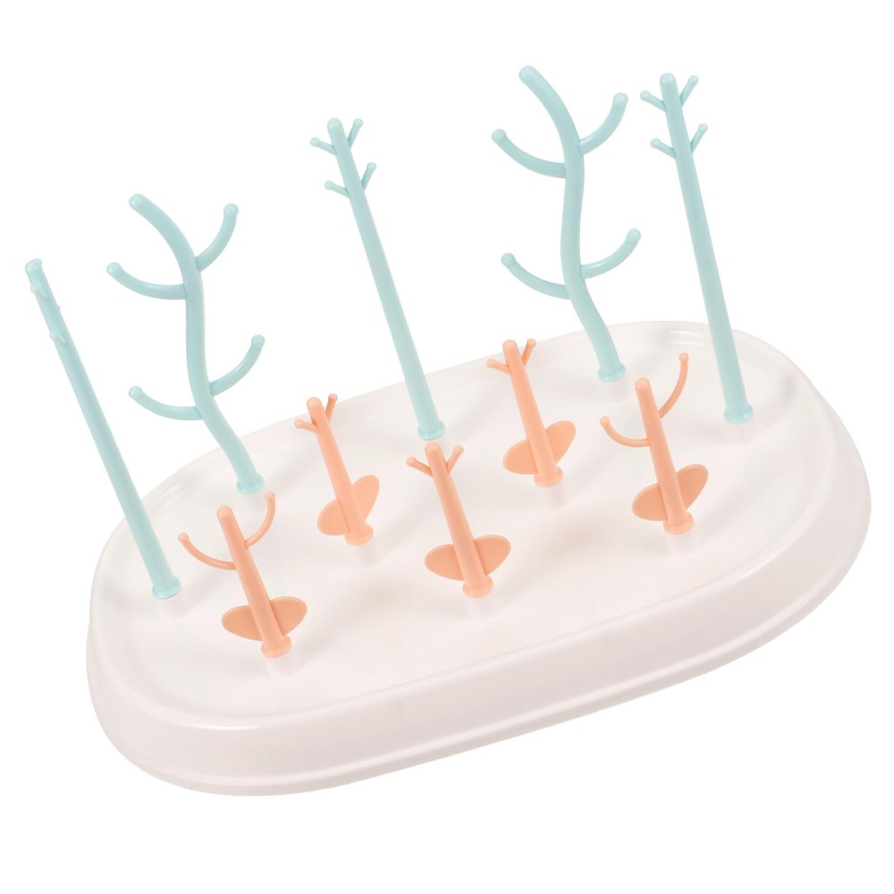 Toyvian Multifunctional Plastic Baby Bottle Drying Rack with Drip Tray, for Home and Travel