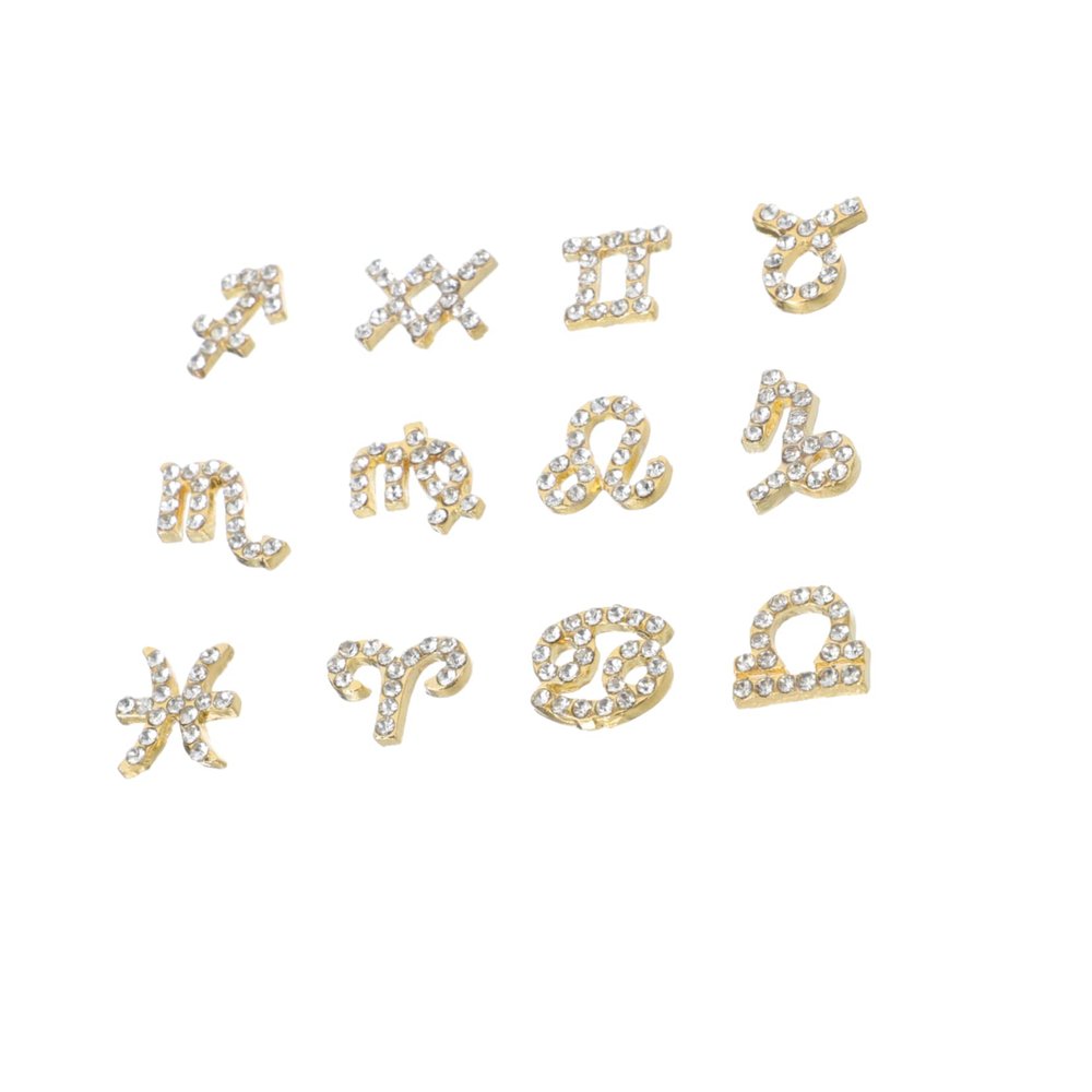 minkissy 36-Piece Nail Art Accessories, Zodiac Constellation Rhinestones and 3D Alloy Charms