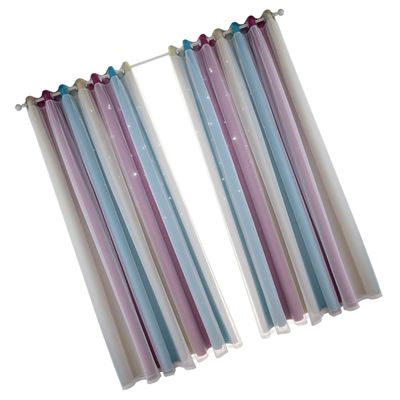 2-Piece Double-Layer Blackout Curtain Set, Polyester Tulle, Violet