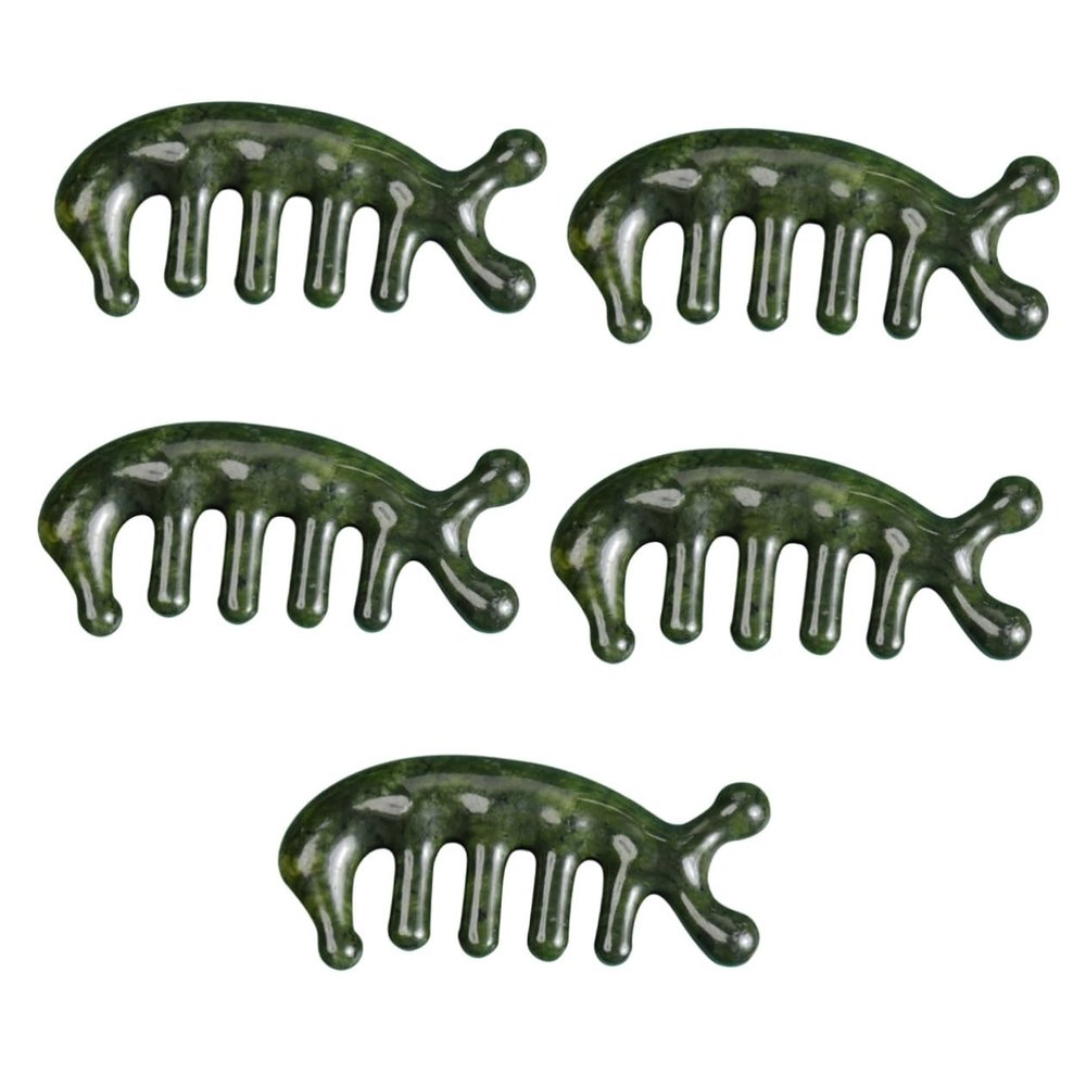 FRCOLOR 5-Piece Jade Scalp Massage Comb Set