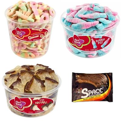 3 Cans Red Band Mix, Magic Pacifiers, Bubble Fizz, Fido Dido + Space Cookies