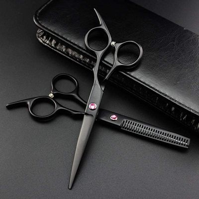 CrEev Professional Hairdressing Scissors Set, 6-Inch Black