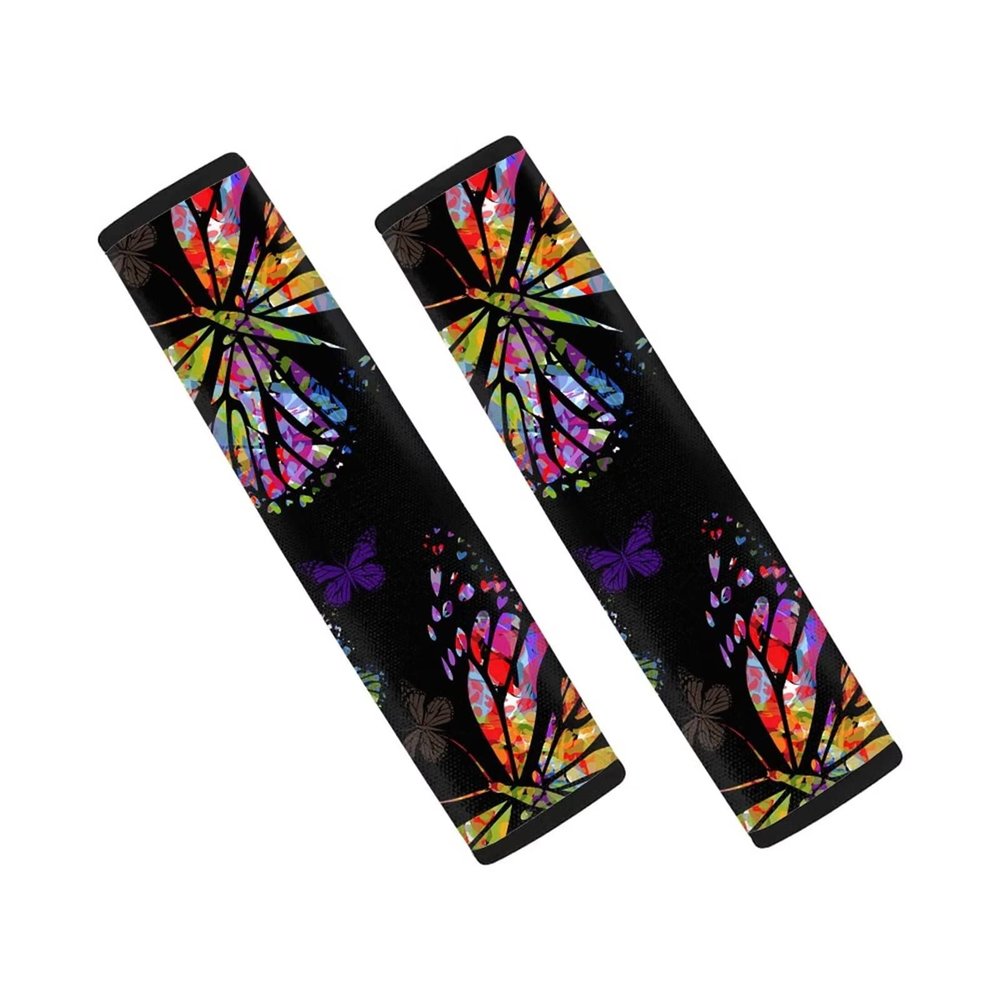 2 Colorful Butterfly Seat Belt Covers, Soft Shoulder Pads for Adults and Children