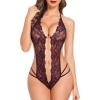 WILLBEST Plus-Size Women's Blue Open-Bust Lingerie Set with Long Babydoll Bustier Top view 1