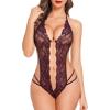 WILLBEST Plus-Size Women's Blue Open-Bust Lingerie Set with Long Babydoll Bustier Top view 2