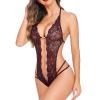 WILLBEST Plus-Size Women's Blue Open-Bust Lingerie Set with Long Babydoll Bustier Top view 3