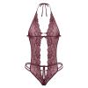 WILLBEST Plus-Size Women's Blue Open-Bust Lingerie Set with Long Babydoll Bustier Top view 4