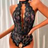 WILLBEST Women's Christmas Lingerie Bodysuit with Bustier, Garter Set, and Stocking Holders view 2