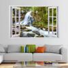 3D Waterfall River Wall Decal, Forest Landscape, 67 x 45 cm view 2