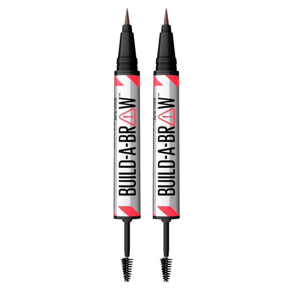 Maybelline New York Build-A-Brow 2-in-1 Waterproof Eyebrow Pencil with 24H Setting Gel, Vegan Formula, Shade 260 Deep Brown – 2-Piece Set