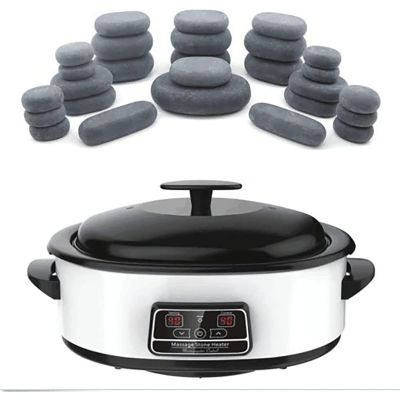 Hot Stone Massage Set with Digital Stone Heater, 27-Piece Basalt Stone Set for Home Spa Relaxation and Pain Relief - Natural Therapy Set