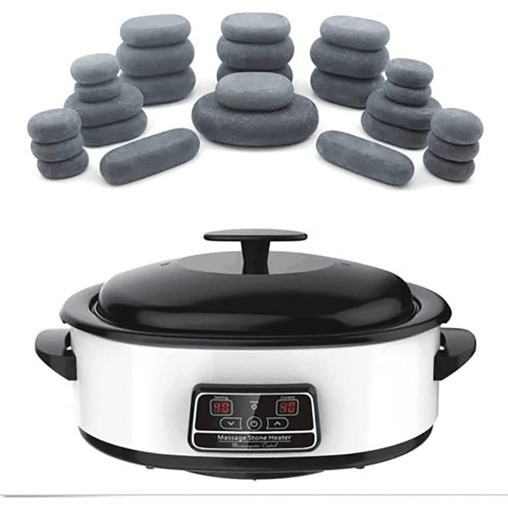 Hot Stone Massage Set with Digital Stone Heater, 27-Piece Basalt Stone Set for Home Spa Relaxation and Pain Relief - Natural Therapy Set