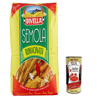Italian Gourmet Semola Di Grano Duro Rimacinata Durum Wheat Semolina, 3 x 5 kg