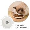 Happyyami 3-Piece Ceramic Cat Bowls, Flat and Wide, with Non-Slip Silicone Base view 2
