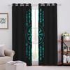 MEVASA Viking Blackout Curtains, 2-Piece 3D Set, Black, Polyester, 200 x 200 cm W x H view 3